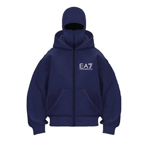 Felpa con Cappuccio Stile Americano a Doppio Strato con <span class=keywords><strong>Zip</strong></span>, 100% Cotone Stampato, <span class=keywords><strong>Oversize</strong></span> Autunnale - Product Image 1