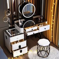 Miroir de Maquillage Intelligent Multifonctionnel de Luxe Moderne avec Éclairage LED, Design Écologique Durable et Tiroirs de Rangement Extensibles