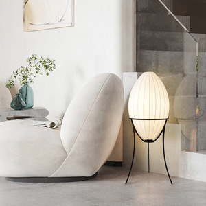 Lámpara de Pie de Seda con Forma de Huevo Estilo Wabi-Sabi Personalizable, Diseño Retro Japonés Vintage para Dormitorio, Sala de Estar, Casa de Huéspedes o Club - Product Image 4