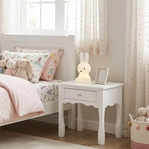 Professional Factory Wooden Bedroom Nightstand with Drawer for Kids Children Room White Finish <b>Bedside</b> Side Table - Product Image 1