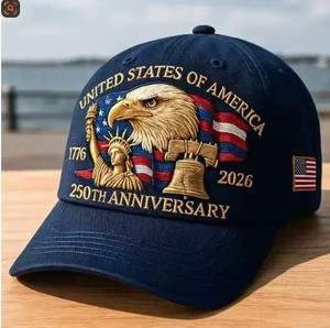 Casquette de baseball US 250e anniversaire, style vintage sportif urbain transfrontalier, réglable, en PVC, 6 panneaux, brodée, motif Aigle, toutes saisons - Product Image 3