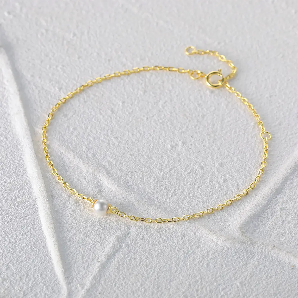 Bracciali di perline di perle d'acqua dolce da donna di moda 18k placcato oro gioielli 925 argento Sterling braccialetti