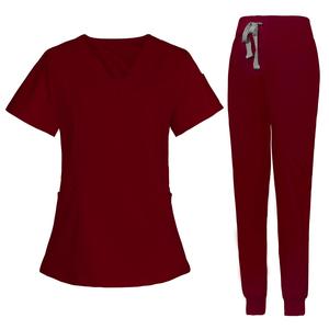Ensemble de deux pièces de blouses d'isolement à manches courtes avec logo personnalisé haut de gamme pour infirmières, personnel vétérinaire et personnel hospitalier - Product Image 3