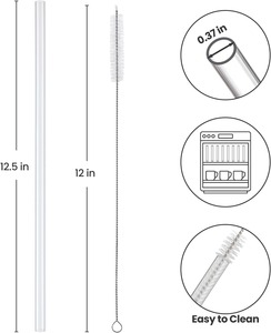 Paquete de 8 Pajitas de Repuesto para Vasos Stanley de 40oz y 30oz, Pajitas Reutilizables de Plástico Duro de 12.5 Pulgadas con 2 Cepillos de Limpieza, Libres de BPA - Product Image 2