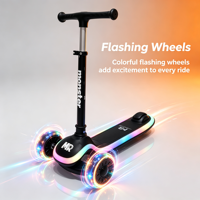 Trottinette Enfant Pliable et Portable à 3 Roues avec Roues Lumineuses en PU et Motifs Imprimés – Vente en Gros