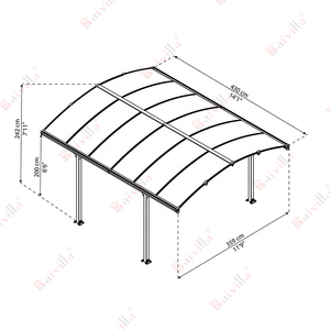 Imperméable à l'eau protection Solaire Polycarbonate dôme carport Structure <span class=keywords><strong>en</strong></span> aluminium <span class=keywords><strong>pas</strong></span> <span class=keywords><strong>cher</strong></span> <span class=keywords><strong>abri</strong></span> <span class=keywords><strong>kit</strong></span> avec tuyau de Vidange - Product Image 6