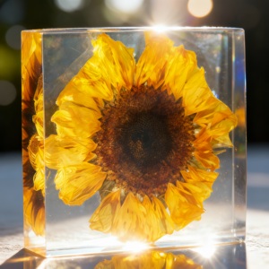 Custom Resin Sunflower Paperweight with Real Dried Flower Handmade Desktop Decoration Souvenir <b>Gift</b> for Wedding Promotion - Product Image 3