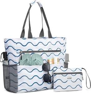 Muestra Gratuita 2025, Bolsa de Playa Extra Grande a Rayas Azules y Blancas con Logotipo Personalizado, Bolso de Mano a Rayas, Bolsa de Viaje de Playa, Bolsas de Verano - Product Image 5