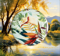 Assiettes en porcelaine fine avec de superbes motifs de paysages naturels, lavables en machine, personnalisables avec emballage dans une boîte cadeau