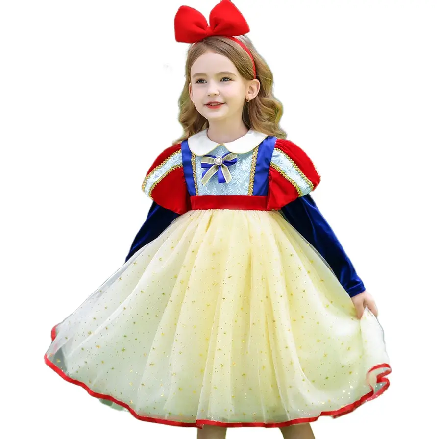 חדש עיצוב ילדים ללבוש ילדים שלב תחפושות יפה קצר שרוולים בנות קוספליי להראות רשת פאייטים נסיכת פלאפי שמלה