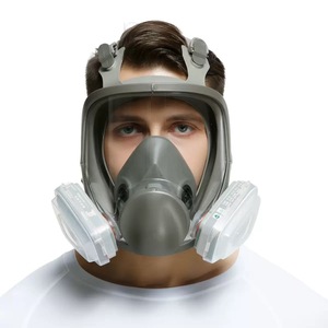 <span class=keywords><strong>Masque</strong></span> facial réutilisable en silicone anti-poussière et anti-air, kit respirateur intégral 6800DIN avec filtre à charbon actif pour la sécurité respiratoire - Product Image 2
