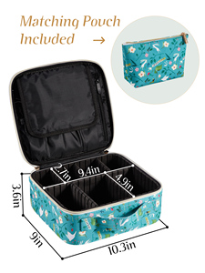 Floral <b>Print</b> Portable Makeup Case With Adjustable Dividers <b>Large</b> Travel Cosmetic Organizer Bag with <b>Extra</b> Small Cosmetic Pouch - Product Image 5