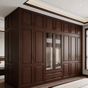 Armoire autoportante en placage de teck de style chinois, grande capacité de rangement, construction durable, mobilier de <span class=keywords><strong>chambre</strong></span> moderne - Product Image 1
