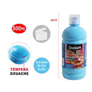 Cielo blu Tempera Gouache vernice bottiglia 500ml Art forniture per la pittura su tela Set di vetro di carta nella confezione della scatola - Product Image 1