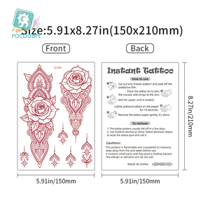 Autocollants de <span class=keywords><strong>tatouage</strong></span> temporaire au henné rouge, motif floral indien, pour femmes et filles, format A5, imperméables, pour le corps, les mains et les pieds, sexy, fabricant - Product Image 2