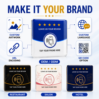 Carte de commentaires Google personnalisée en acrylique OEM avec puce NFC 13,56 MHz pour menu de restaurant sur les réseaux sociaux, mini-plaque étanche