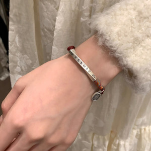 Pure Silver Curved Tube Traditional Chinese Style Hand Woven <b>Rope</b> <b>Bracelet</b> Light Luxury Unisex Everyday Wear - Product Image 1
