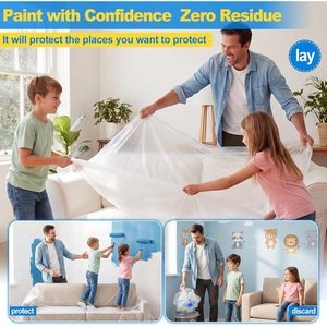 Plastic Drop Cloth 9x12ft 6 Pack Lightweight Tear Resistant Painting Protection - Product Image 3