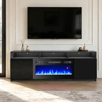 Mesa de Centro Moderna con Cajones de Almacenamiento, Gabinetes y Chimenea Eléctrica para Sala de Estar