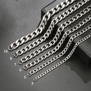 Collier chaîne cubaine en acier inoxydable 3 5 6 7 8 10MM pour usage quotidien, chaîne de pull, vente en gros - Product Image 5