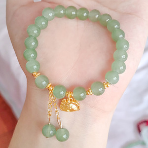 สร้อยข้อมือหยกอะเวนทูรีนเทียมทันสมัยสำหรับผู้หญิงกำไลข้อมือมังกรสีเขียวโบราณเครื่องประดับมือ - Product Image 6