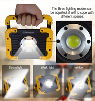 Lampe de travail LED portable 10W IP44 étanche à intensité variable avec batterie au lithium, support au sol, rechargeable, angle de faisceau 120°, garantie 2 ans