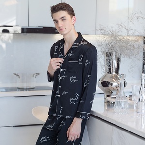 Custom Print Lovers Matching <strong>Couple</strong> Two Piece Long Sleeve Polyester Satin Silk <strong>Christmas</strong> <strong>Pyjamas</strong> Family Womens Sleepwear Set - Product Image 5