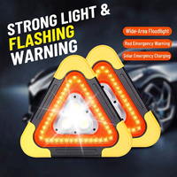 Triangle de signalisation d'urgence solaire LED portable multifonctionnel pour véhicule
