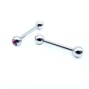 Boucles d'oreilles barbell en acier inoxydable Gem Industrial, bijoux de corps tendance pour mariage, fiançailles, piercing orthodoxe - Product Image 3