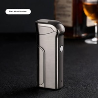 Briquet à double arc électrique rechargeable USB-C en métal, grande capacité, longue autonomie, style bouton, portable