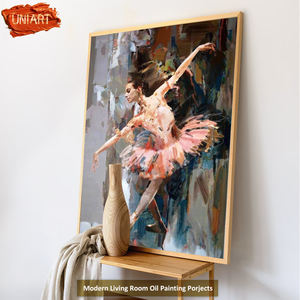 Uniart 100% fait à la main contemporain moderne 100% peint à la main figuratif dame peintures à l'huile sur toile - Product Image 6