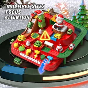 Jouets éducatifs interactifs de Noël en plastique pour enfants de 5 à 7 ans, avec circuit de course de voitures, parking et aventure - Product Image 2