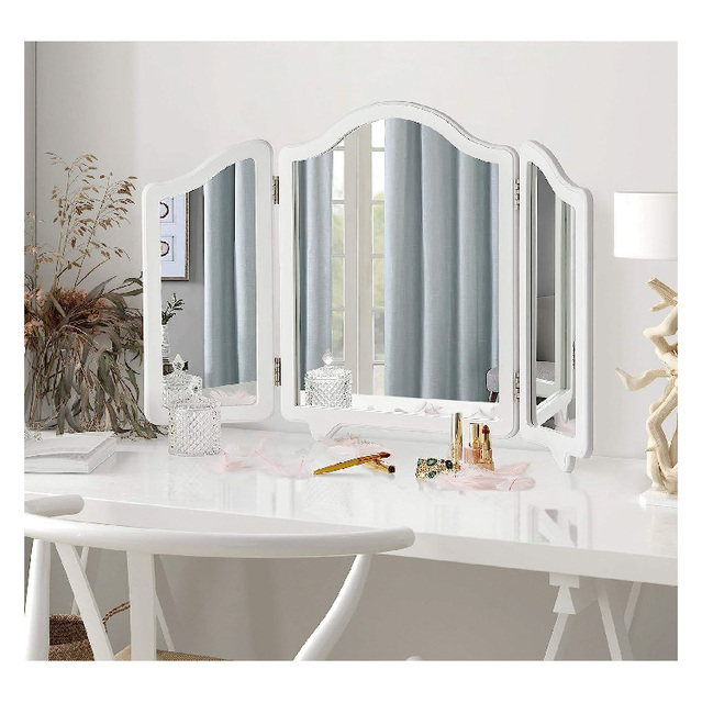 Large Vanity Trifold Makeup Mirror, 3 Side Folding Tabletop Mirror