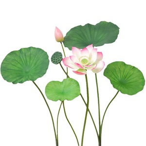 Fleurs de lotus artificielles en soie PU, haute simulation, décoratives, pour piscine, accessoires de mariage, style oriental - Product Image 5