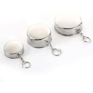 Gobelet d'eau pliable télescopique portable en acier inoxydable personnalisé avec logo, pas cher, avec porte-clés - Product Image 1
