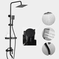 Ensemble de douche thermostatique avec noyau de valve en céramique, jet de pulvérisation moderne, robinet de salle de bain mural noir pour usage hôtelier