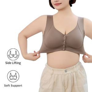 Sujetador de <span class=keywords><strong>lactancia</strong></span> sin costuras con botones frontales, talla grande, bralette de maternidad sin aros, tirantes anchos y alas laterales altas para suavizar la zona lateral. - Product Image 2