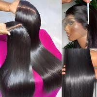 Pelucas de Cabello Humano Liso Natural Indio de 32 Pulgadas de Largo, Venta al por Mayor, 100% Cabello Humano Negro Natural con Cutícula Alineada, Pelucas con Frente de Encaje HD