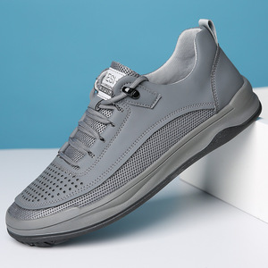 Zapatillas deportivas de malla transpirable para hombre, color gris caqui, con cordones, informales, para caminar y hacer deporte al aire libre - Product Image 1