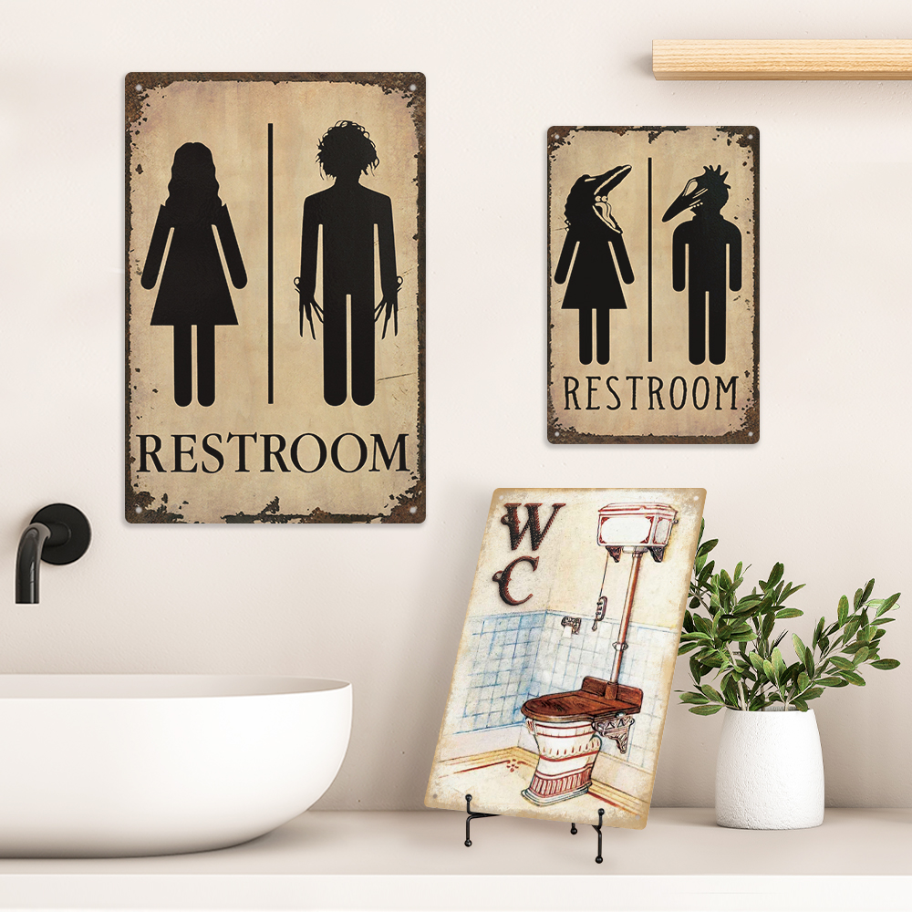 Verified Supplier Antique Toilet Sign Customizable Vintage Design