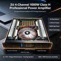Amplificateur de puissance professionnel 2U H-class 4 canaux 1000W offrant une qualité sonore exceptionnelle et convient aux scènes de karaoké.