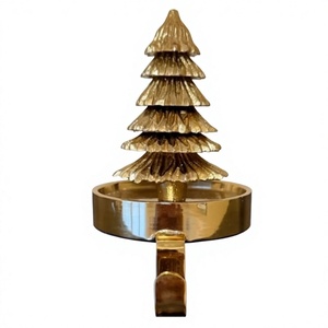 Décoration de Noël en laiton doré en forme d'arbre, porte-collants de luxe, écologique, fait main, décoratif, pour collants de Noël - Product Image 1