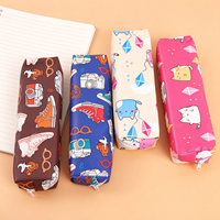 Kotak Pensil Silinder Motif Kartun Lucu dengan Ritsleting, Tempat Pensil Anak Pelajar, Tas Alat Tulis Sekolah Multi Pola, Cetak Kustom
