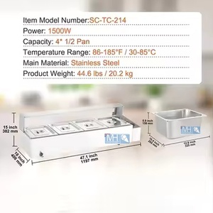 เบนมารีเทอร์โมสแตท1500W สแตนเลสสตีลสำหรับโรงแรม - Product Image 2