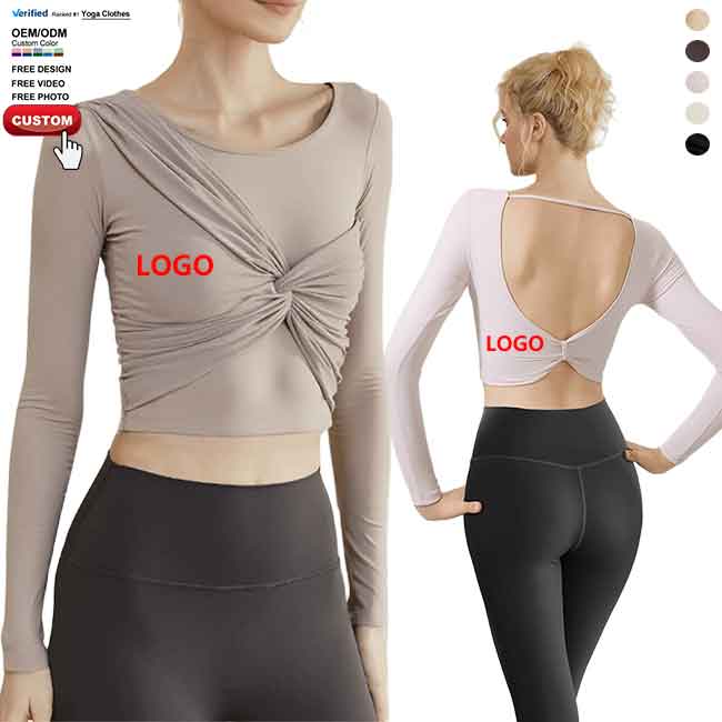 Women Oem Lightweight Tight Fit Yoga Wear Top With Padded Moisture Absorption Quick Dry Fabric Running Pilates Gym Long Sleeve