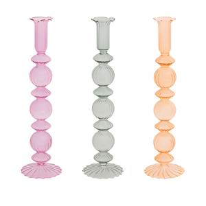 Candélabre en verre à pilier DIAM. 7.8 H. 30.5CM ASSORTIS - Product Image 1