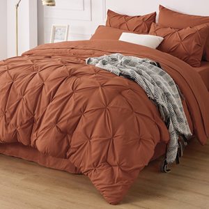 Dệt May Nhà Màu Rắn Boho Pintuck Trọng Lượng Nhẹ Bộ Đồ Giường Bộ 6Pcs Mềm Thêu <span class=keywords><strong>Comforter</strong></span> Cho Tất Cả Các Mùa - Product Image 3