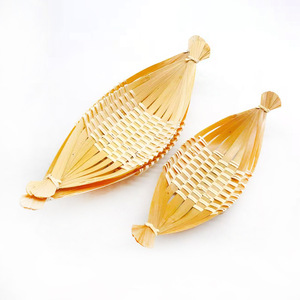 Bamboo Boat Shaped <b>Plate</b> With Handle For Sushi Snacks Desserts Hotel Party Use - Product Image 2