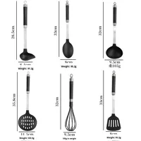 Ensemble d'ustensiles de cuisine écologiques 6 pièces pour usage quotidien, ouvre-boîte et cuillère ajourée, pour la cuisine à domicile