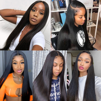 Perruque en cheveux humains vierges brésiliens non traités, longue, avec dentelle HD complète, sans colle, vente en gros